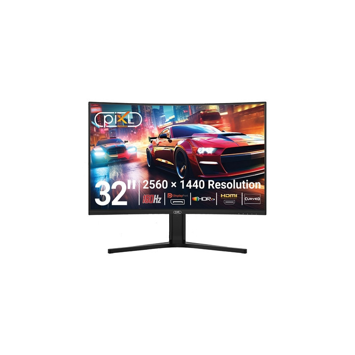 piXL X-Series GS32QIDPHA 32 Inch QHD IPS  Curved (1500R) Gaming Monitor with 180Hz Refresh Rate  2560 x 1440 Resolution  1ms Res