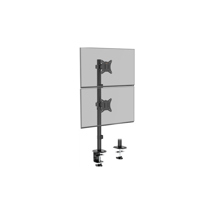VonHaus Vertical Double Monitor Stand for 13-32“ Screens  Twin Monitor Mount with Clamp  Height Adjustable  Easy Assemble Stand 
