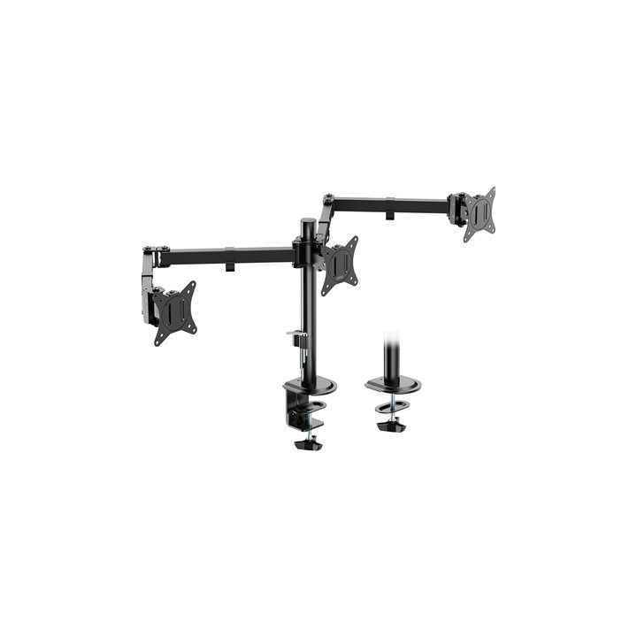 VonHaus Triple Monitor Stand for 17-27“ Screens  Three Screen Monitor Mount with Desk Clamp  Height Adjustable  Easy Assemble St