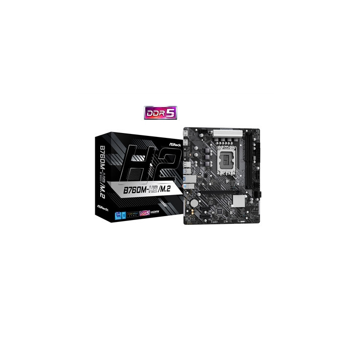 ASRock B760M-H2/M.2 Intel 1700 Socket Motherboard  Micro-ATX  2x DDR5 Slots  2x M.2 Sockets  2.5GbE LAN  2x HDMI Ports