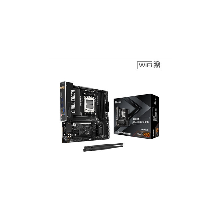 ASRock B850M Challenger WiFi AMD AM5 Socket Motherboard  Micro-ATX  4x DDR5 Slots  2x M.2 Sockets  Fitted I/O Shield  2.5GbE LAN