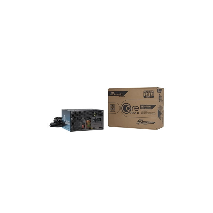 Seasonic CORE BC ATX 3.1  (SRP-CBC851-A5A51JF) 850W PSU  120mm Fan  80 PLUS Bronce  Fully Modular  Individual Black Cables with 