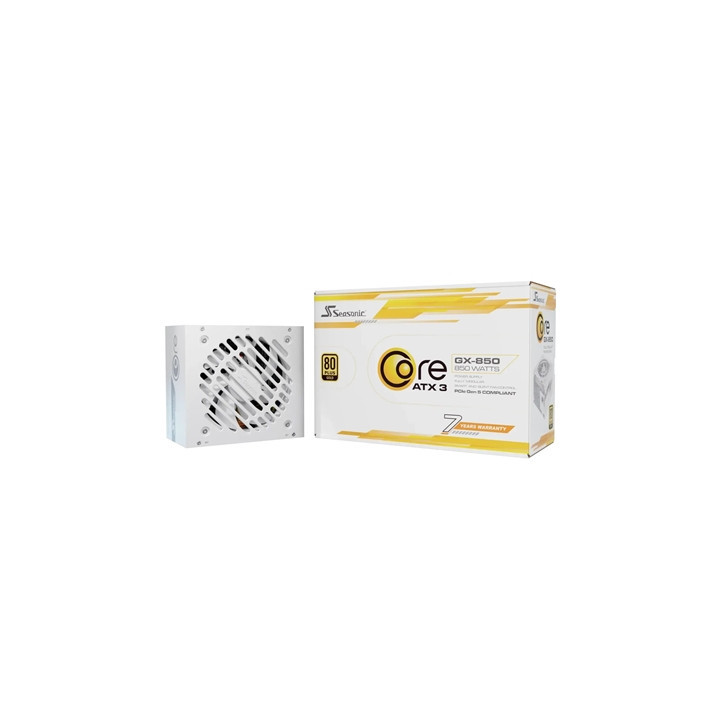 Seasonic CORE GX ATX 3.1  (SRP-CGX851-A5A32SF-W) 850W PSU  120mm Fan  80 PLUS Gold  Fully Modular  Individual White Cables with 