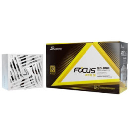 Seasonic FOCUS GX V4 850W ATX 3.1 80 PLUS Gold Modular PSU with 120mm FDB Fan  Braided White Cables & 10 Year Warranty  White