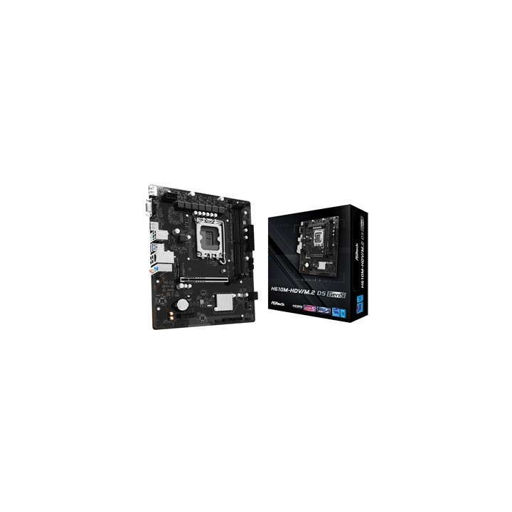 ASRock H610M-HDV/M.2 D5 Gen5 Intel 1700 Socket Motherboard  Micro-ATX  2x DDR5 Slots  1x M.2 Socket  GbE LAN  1x D-Sub / 1x Disp