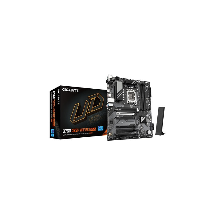 Gigabyte B760 DS3H WIFI6E GEN5 Intel 1700 Socket Motherboard  ATX  4x DDR5 Slots  2x M.2 Sockets  GbE LAN  Wi-Fi 6E  1x DisplayP