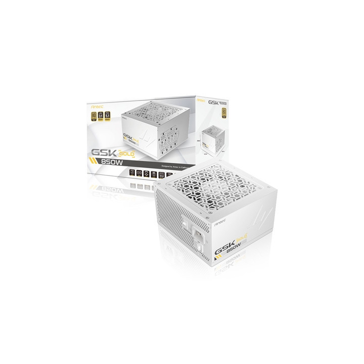 Antec GSK ATX3.1 850W Power Supply  White 80 PLUS Gold  Full Modular  PCIe 5.1  JP Capacitors  Silent FDB Fan  CircuitShield Pro