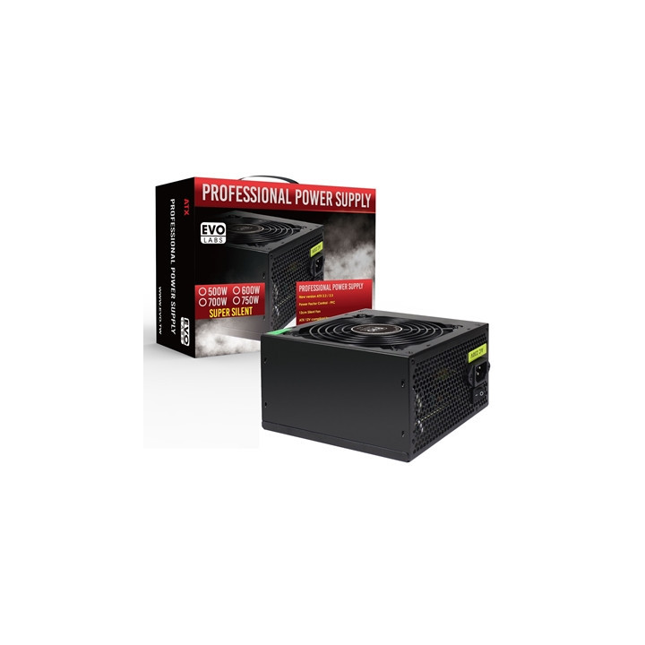 EVO LABS BR750-12BL 750W PSU 120mm Black Silent Fan with Improved Ventilation  Non Modular  High-Efficiency  PFC Certified  CE C