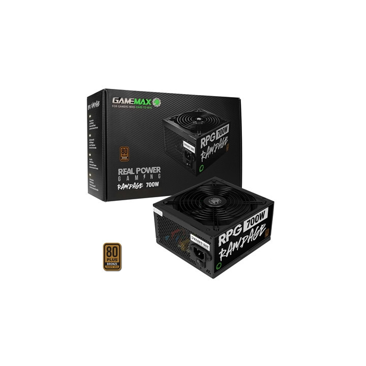 GAMEMAX RPG Rampage 700W PSU  140mm Ultra Silent Fan  80 PLUS Bronze  Non Modular  Flat Black Cables  Japanese TK Main Capacitor