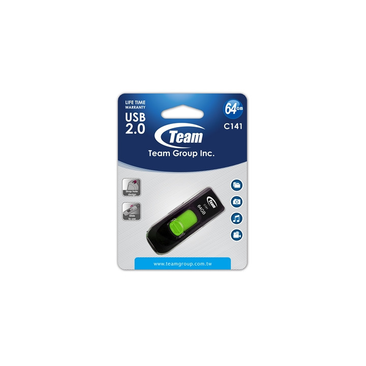 Team C141 64GB USB 2.0 Green USB Flash Drive