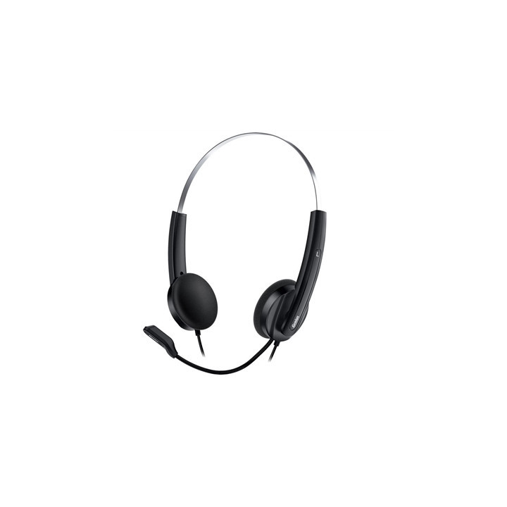 Genius HS-220U Ultra Lightweight Headset with Mic  USB Connection  Plug and Play  Adjustable Headband and microphone with In-lin