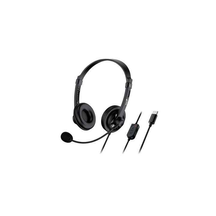 Genius HS-230U Headset with Mic  USB-C Connection  Plug and Play  Adjustable Headband and microphone with In-line Volume Control