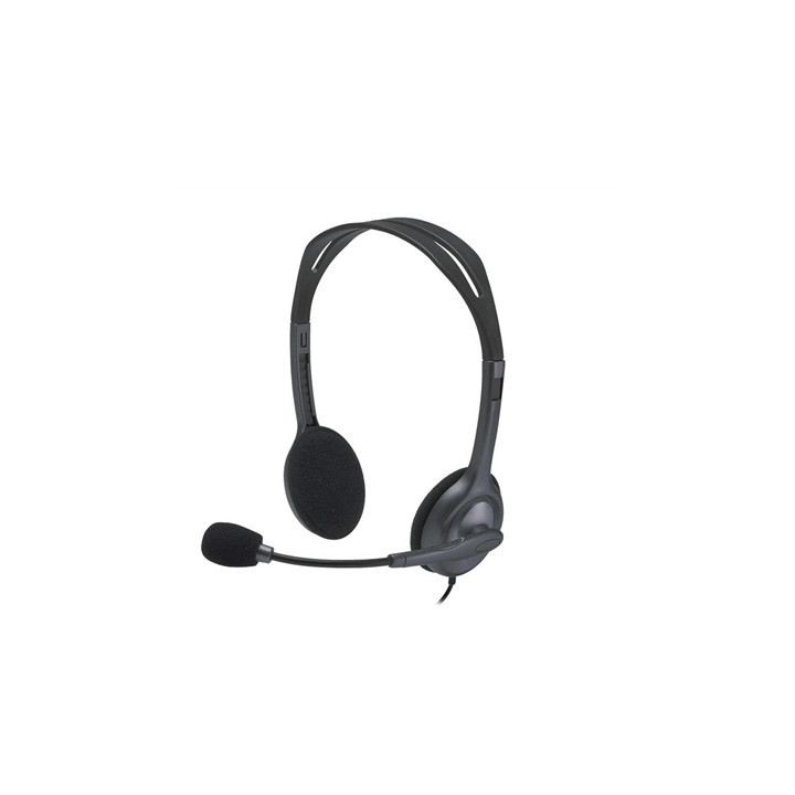 Logitech H111 Wired Headset  Stereo Sound  3.5mm Audio Jack  Noise-Cancelling Microphone  Black