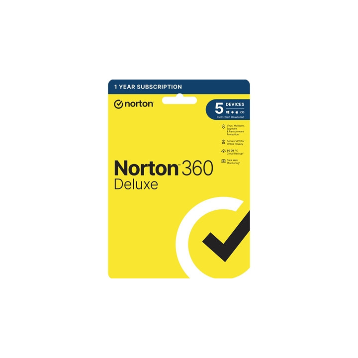 Norton 360 Deluxe  Antivirus Software for 5 Devices  1-year Subscription  Includes Secure VPN  Password Manager and 50GB of Clou