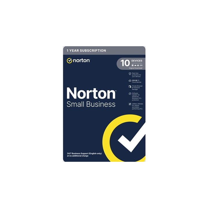Norton Small Business  Antivirus Software  10 Devices  1-year Subscription  Includes 250GB of Cloud Storage  Dark Web Monitoring