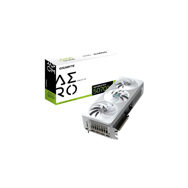 Gigabyte NVIDIA GeForce RTX 5070 Ti AERO OC 16GB GDDR7 Graphics Card  8960 CUDA Cores  2588 MHz Core Clock  Triple Fan  White  R
