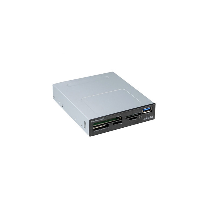 Akasa USB 3.0 Multi Card Reader  Supports CF/MS/SD/MicroSD UHS-II Cards  3.5“  Internal USB 3.0 Connector  Black  for PC