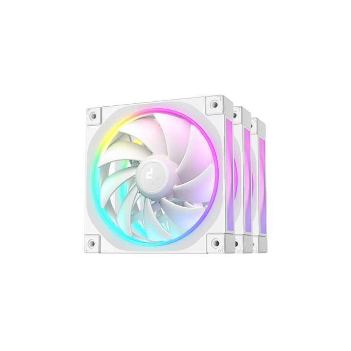 DeepCool FL12 120mm PWM 3 Pack White Fan - High Performance  Low Noise  Fluid Dynamic Bearing  36 ARGB LEDs  500-2150 RPM  55 CF