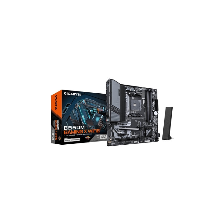 Gigabyte B550M GAMING X WIFI6 AMD AM4 Socket Motherboard  Micro-ATX  4x DDR4 Slots  2x M.2 Sockets  Fitted I/O Shield  GbE LAN  