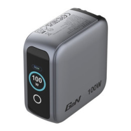 Verbatim Mini GaN Charger 100W With Display  100W 3-Port + 100W USB-C to USB-C Cable
