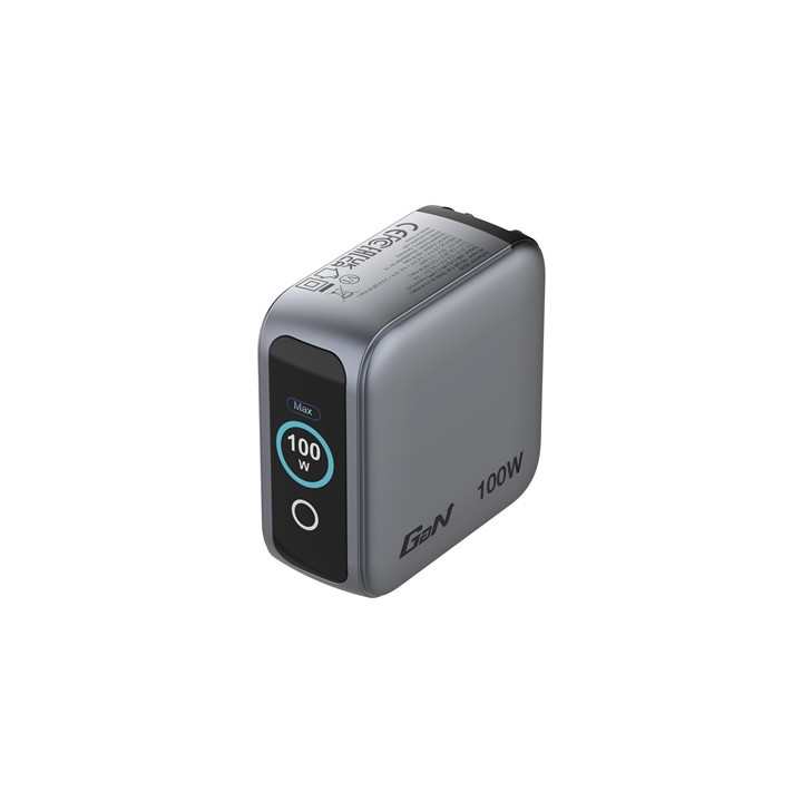 Verbatim Mini GaN Charger 100W With Display  100W 3-Port + 100W USB-C to USB-C Cable