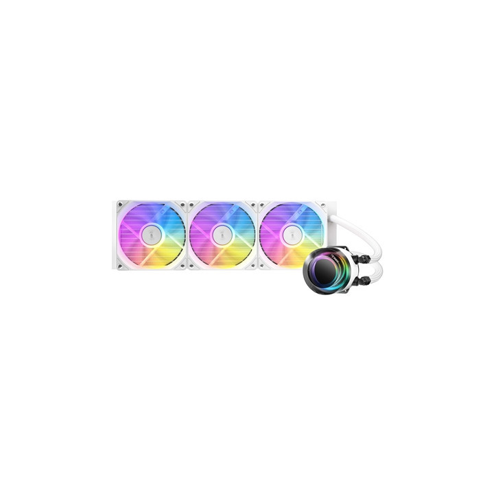 Antec Vortex Lum 360 ARGB White CPU Liquid Cooler - Intel & AMD Compatible  3 x 120mm ARGB Fans  Suspended Spiral Pump Head  Enh