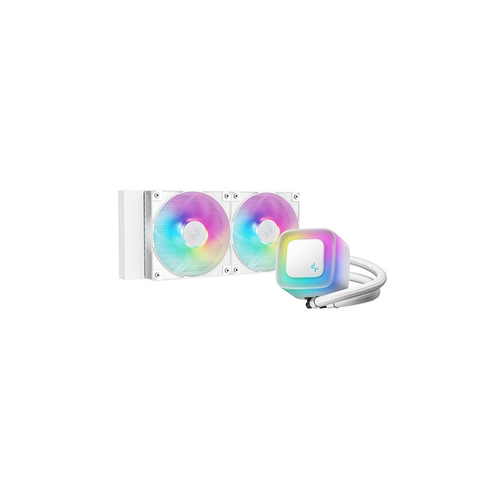 DeepCool LE240 V2 White 240mm Liquid CPU Cooler  Dual 120mm ARGB Fans  Anti-Leak Tech  Quiet Pump  High Performance for Intel & 